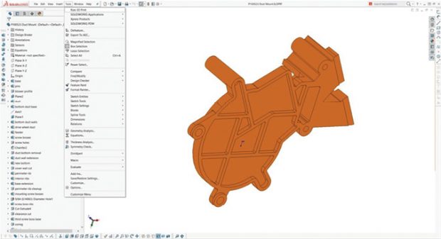 The Rize add-in for SolidWorks automatically transfers files to the Rize slicing software for output on the printer without the need for file import or export. Image courtesy of Rize.