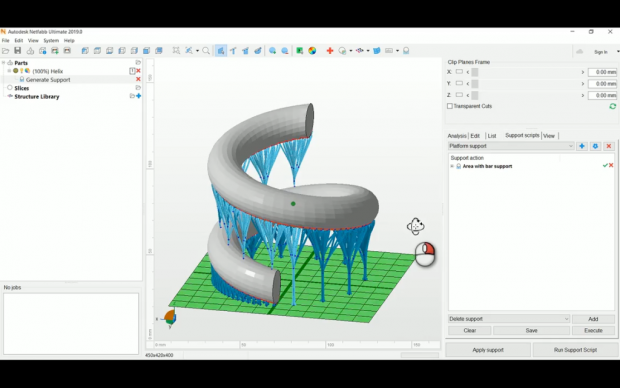 Autodesk has announced the 2019 edition of Netfabb, its suite of additive manufacturing and design software solutions. Version 2019 debuts a new Delete Supports by Criteria functionality that provides the ability to define the criteria for deletion of multiple supports, eliminating the need to delete supports individually. Image courtesy of Autodesk Inc.